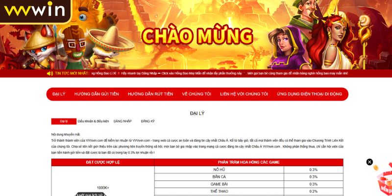 Truy cập trang chính thức VVVWIN